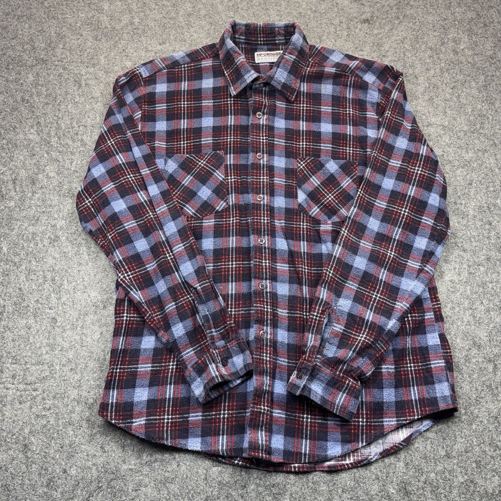 McGregor‎ Bagpiper Flannel Shirt Men's L Red/Blue Plaid Retro Soft Y2K Heritage